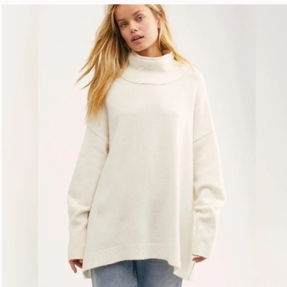 Free People Afterglow Mock Neck Sweater Cream Size M - Picture 3 of 13
